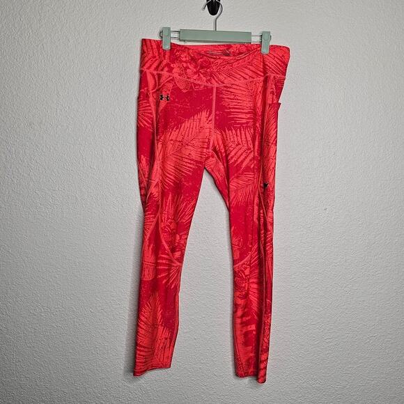 Under Armour Project Rock womens Large coral Printed Ankle Crop leggings - Picture 2 of 7